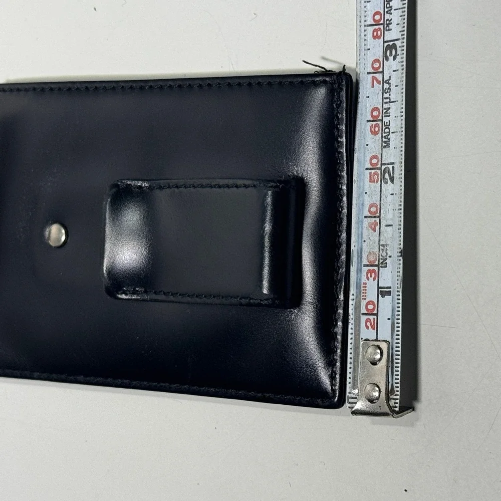 VTG Coach Water Buffalo Money Clip Card Case Wallet Black Leather Made in Spain